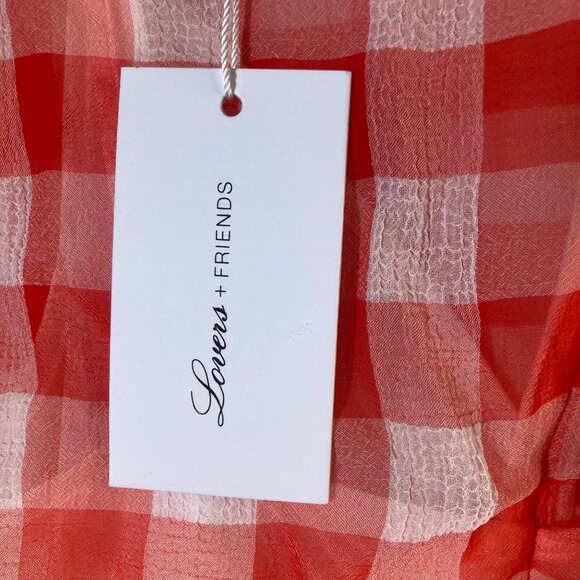Womens Lovers & Friends Seth Gingham Mini Dress Lined Red White S NWT - Picture 10 of 10